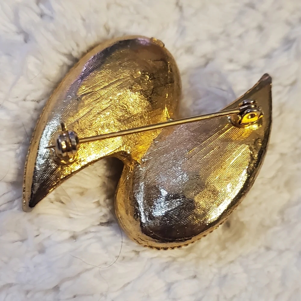 Abstract Wave Crystal Brooch 1960s - Picture 8 of 13